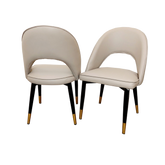 Set of 2 Astra Beige Leather Dining Chairs